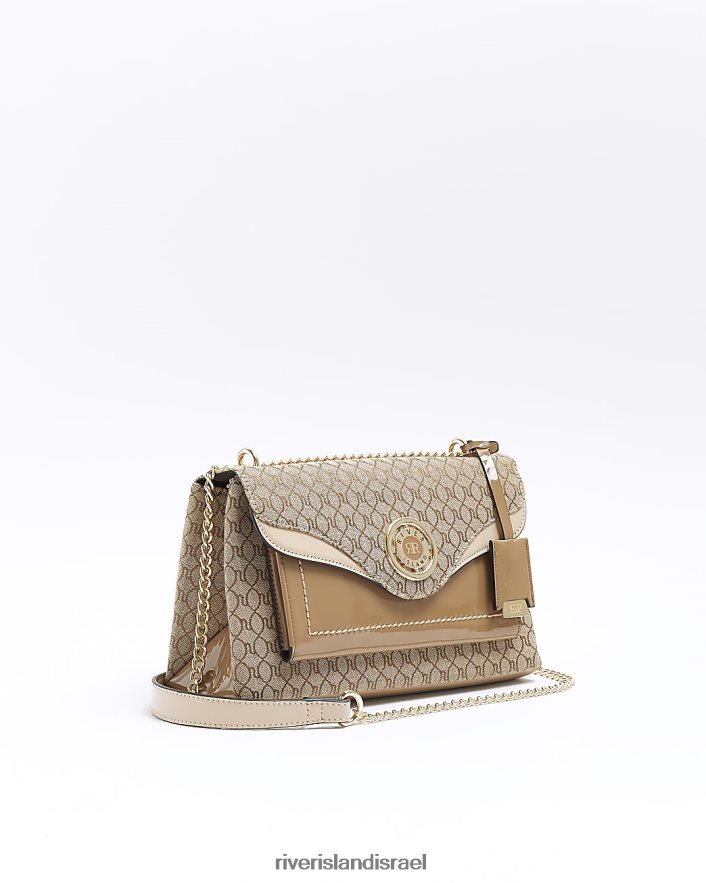 אביזרים River Island תיק כתף שרשרת מונוגרמה בז' נשים BDZ408925