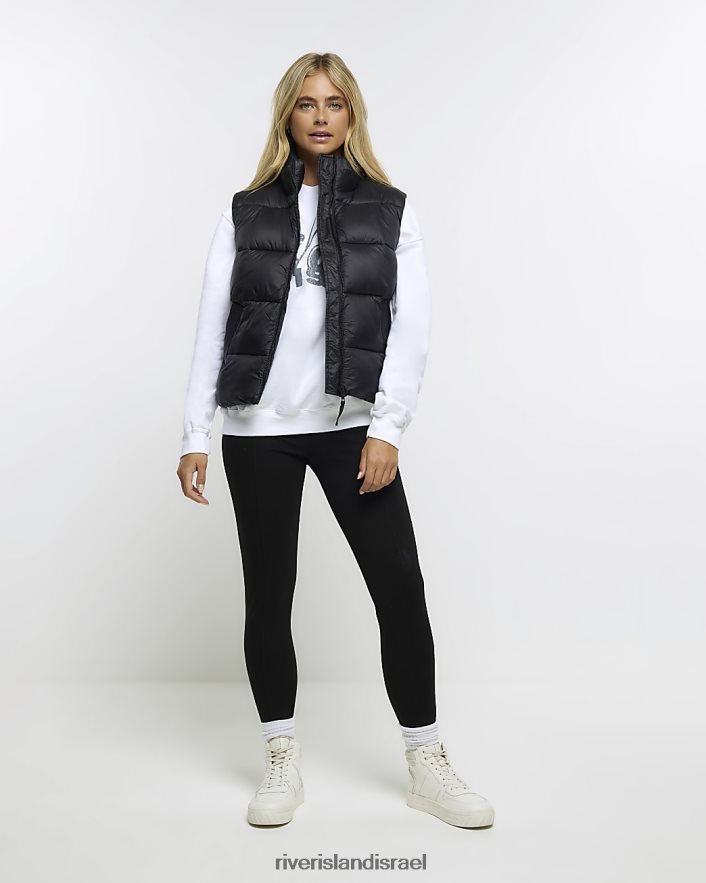 לבוש River Island גבעת צוואר גבוה מרופד שָׁחוֹר נשים BDZ408943