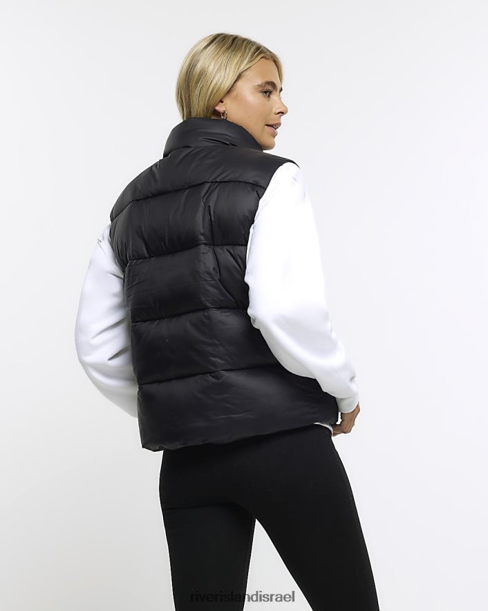 לבוש River Island גבעת צוואר גבוה מרופד שָׁחוֹר נשים BDZ408943