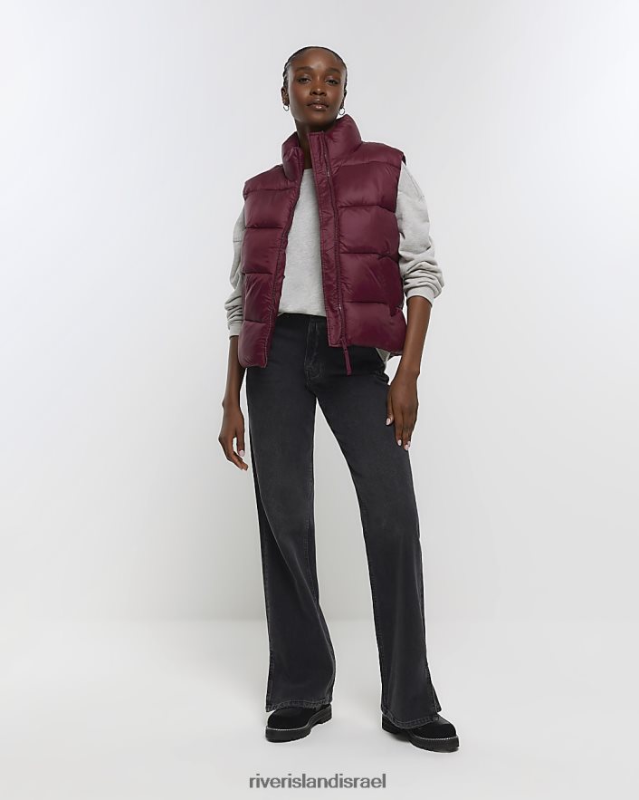 לבוש River Island גבעת צוואר גבוה מרופד אָדוֹם נשים BDZ408944