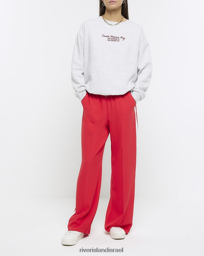 לבוש River Island רצועות צד רגליים רחבות אָדוֹם נשים BDZ408945