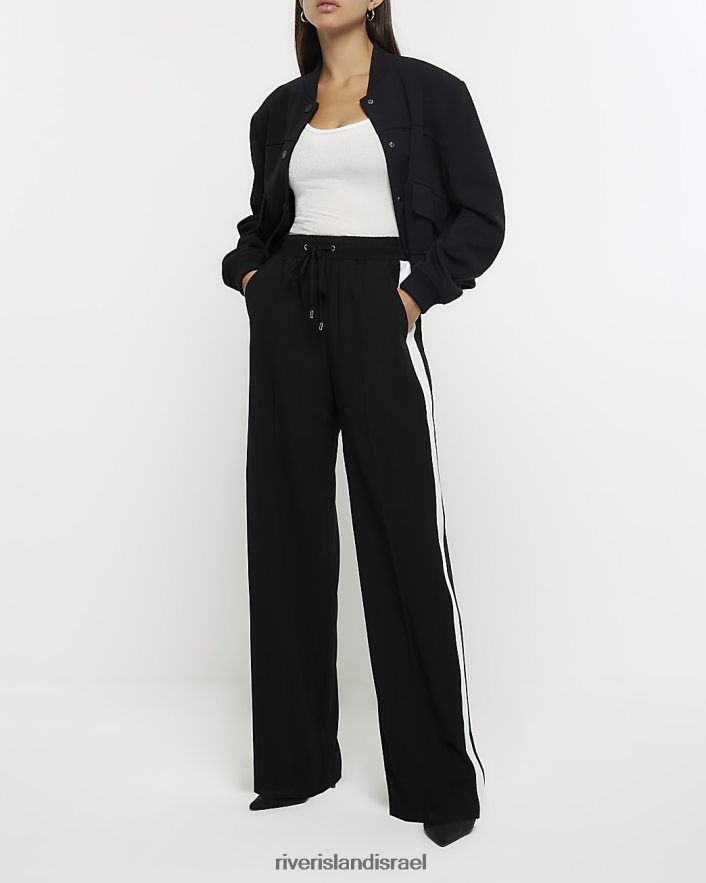 לבוש River Island רצועות צד רגליים רחבות שָׁחוֹר נשים BDZ408946