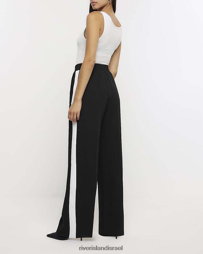 לבוש River Island רצועות צד רגליים רחבות שָׁחוֹר נשים BDZ408946