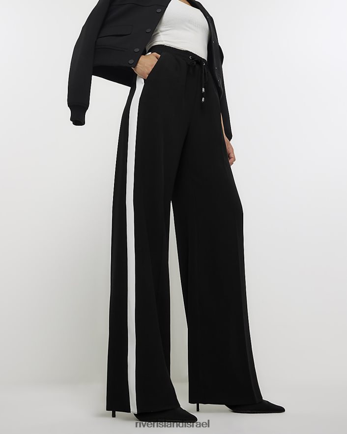 לבוש River Island רצועות צד רגליים רחבות שָׁחוֹר נשים BDZ408946