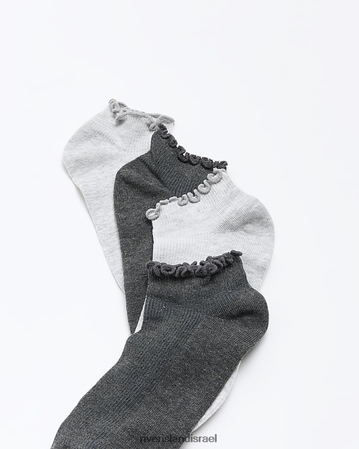 אביזרים River Island גרבי סלסול רב מארז אפור נשים BDZ408950