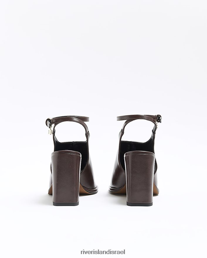 הַנעָלָה River Island נעלי עקב בלוק פתוח חום נשים BDZ408965