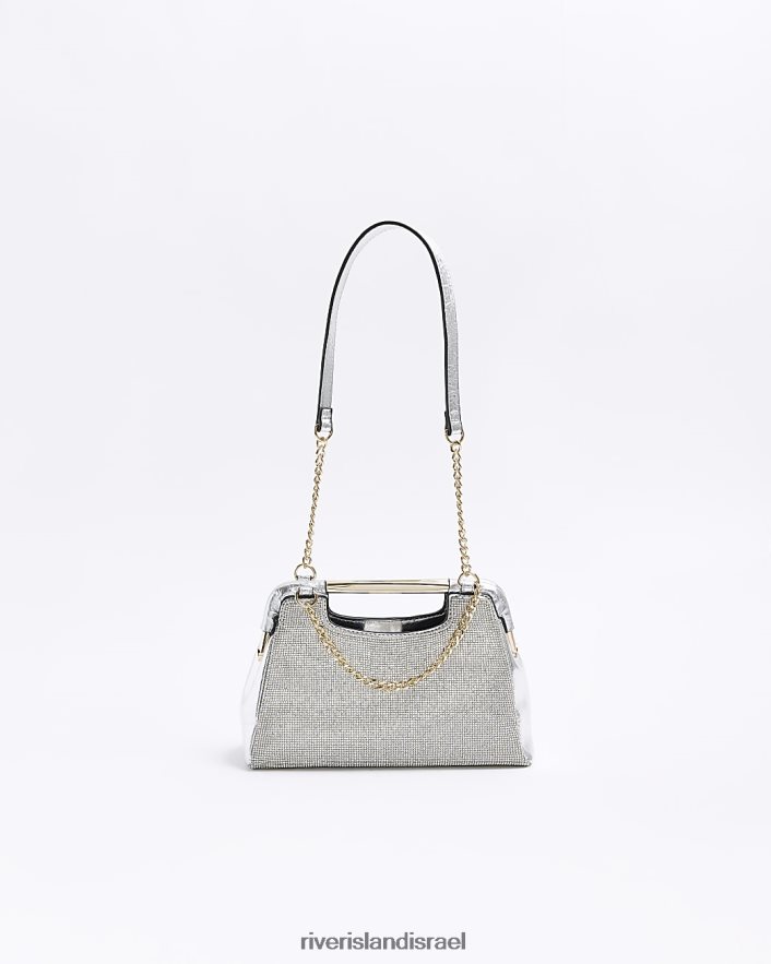אביזרים River Island תיק קלאץ' יהלומי כסף נשים BDZ408966