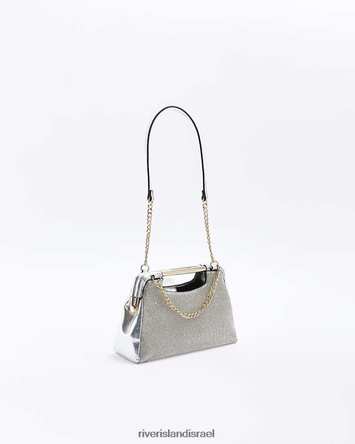 אביזרים River Island תיק קלאץ' יהלומי כסף נשים BDZ408966