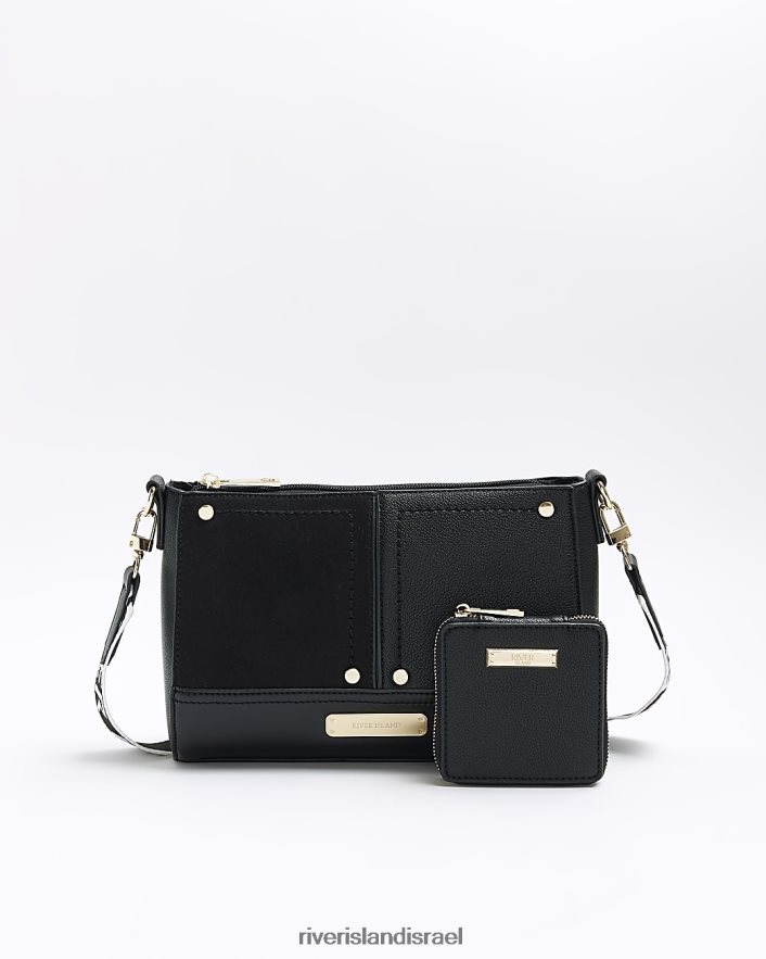 אביזרים River Island תיק צלב גוף עם פאנל שָׁחוֹר נשים BDZ408968