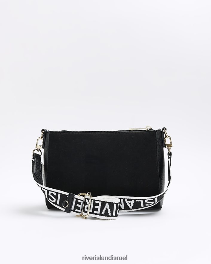 אביזרים River Island תיק צלב גוף עם פאנל שָׁחוֹר נשים BDZ408968