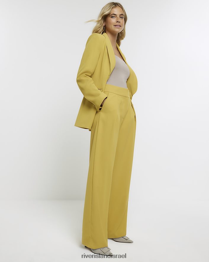 לבוש River Island מכנסיים רחבים עם קפלים צהוב נשים BDZ408972