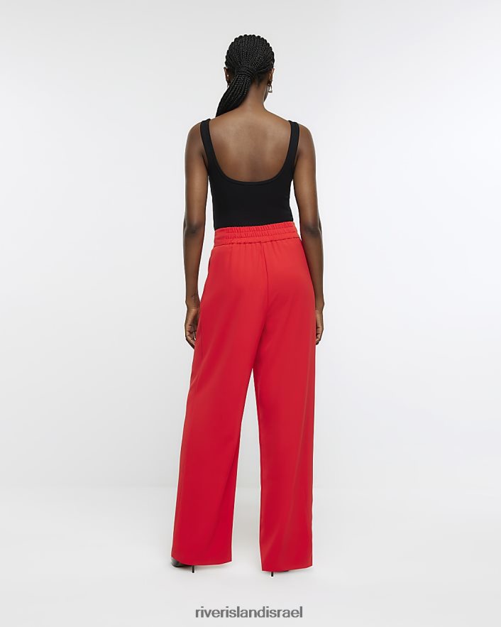 לבוש River Island מכנסיים רחבים עם קפלים אָדוֹם נשים BDZ408973