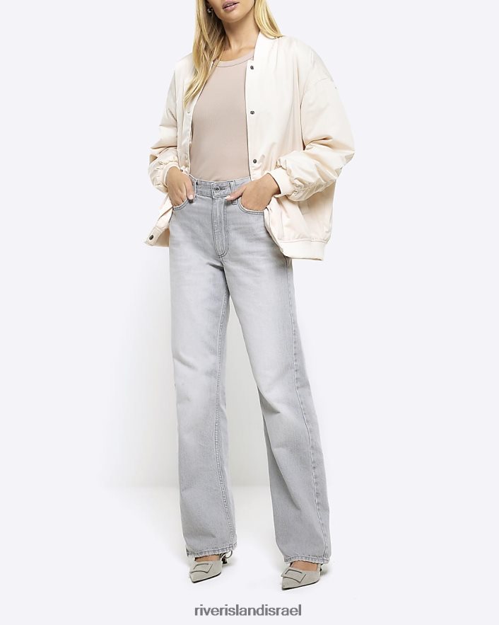 לבוש River Island חלק עליון של אפוד רייסר מצולע בז' נשים BDZ40897