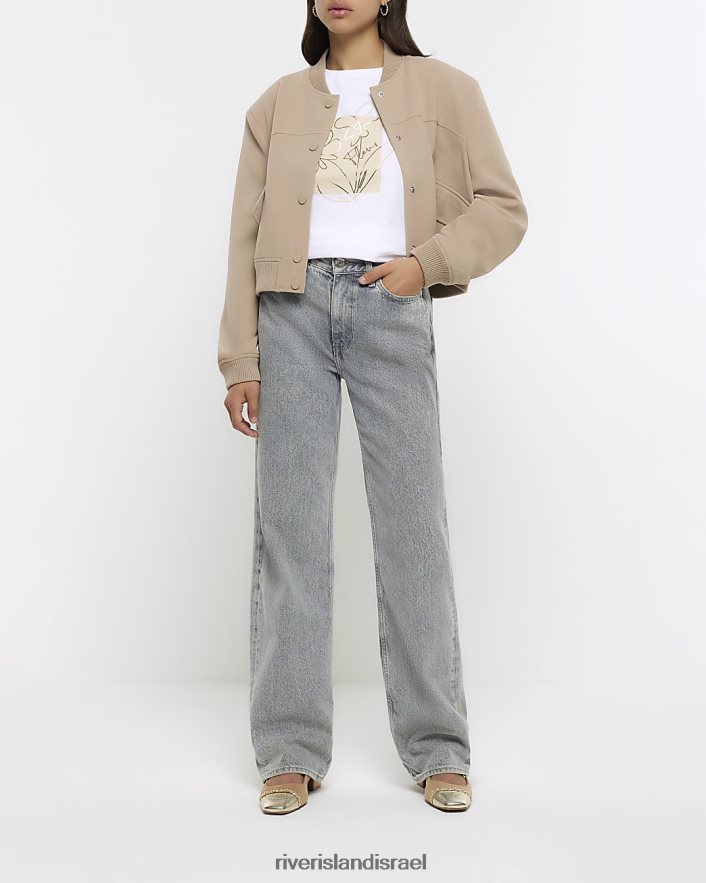 לבוש River Island חולצת טריקו גרפית של פרחים לבן נשים BDZ408980