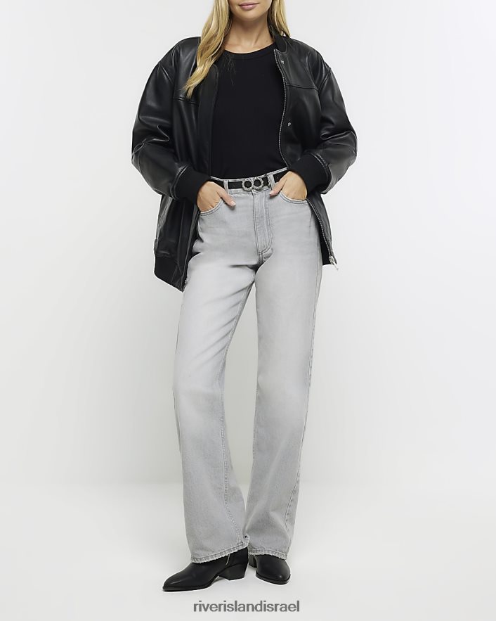 לבוש River Island חלק עליון של אפוד רייסר מצולע שָׁחוֹר נשים BDZ40898