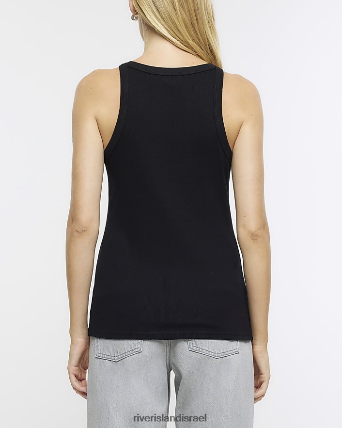 לבוש River Island חלק עליון של אפוד רייסר מצולע שָׁחוֹר נשים BDZ40898