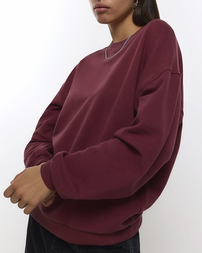לבוש River Island סווטשירט עם שרוולים ארוכים אָדוֹם נשים BDZ408993