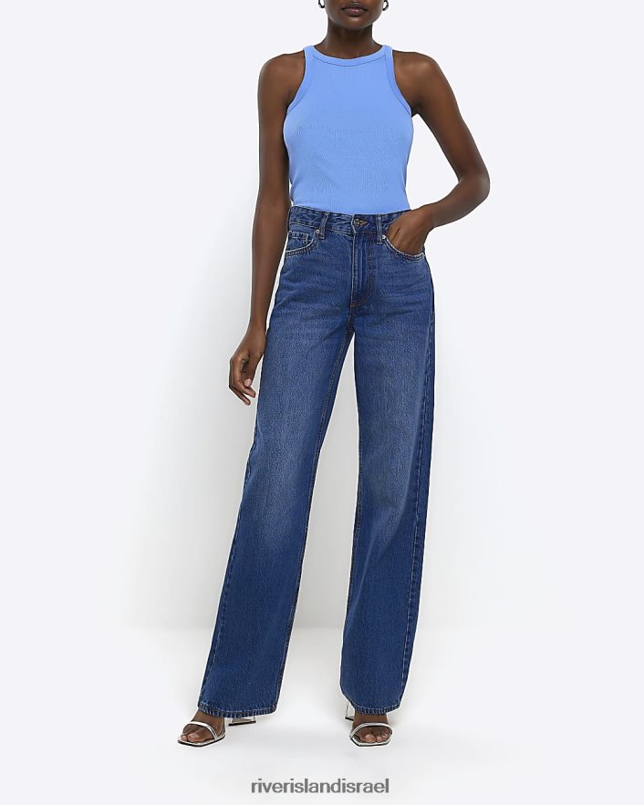 לבוש River Island חלק עליון של אפוד רייסר מצולע כְּחוֹל נשים BDZ40899