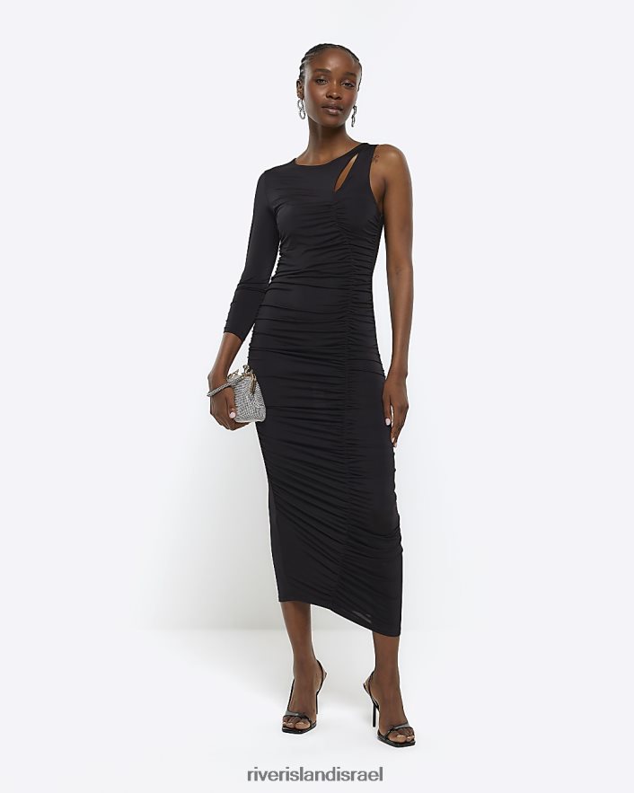 לבוש River Island שמלת מידי Bodycon בגזרה מרופטת שָׁחוֹר נשים BDZ4084314