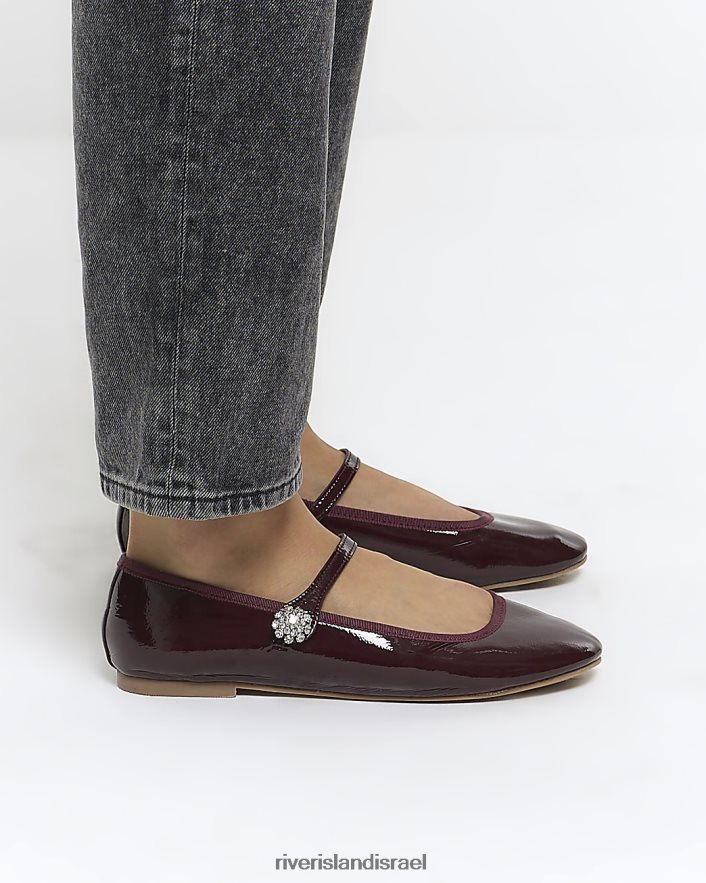 הַנעָלָה River Island נעלי בלט עם רצועת Diamonde סָגוֹל נשים BDZ408139