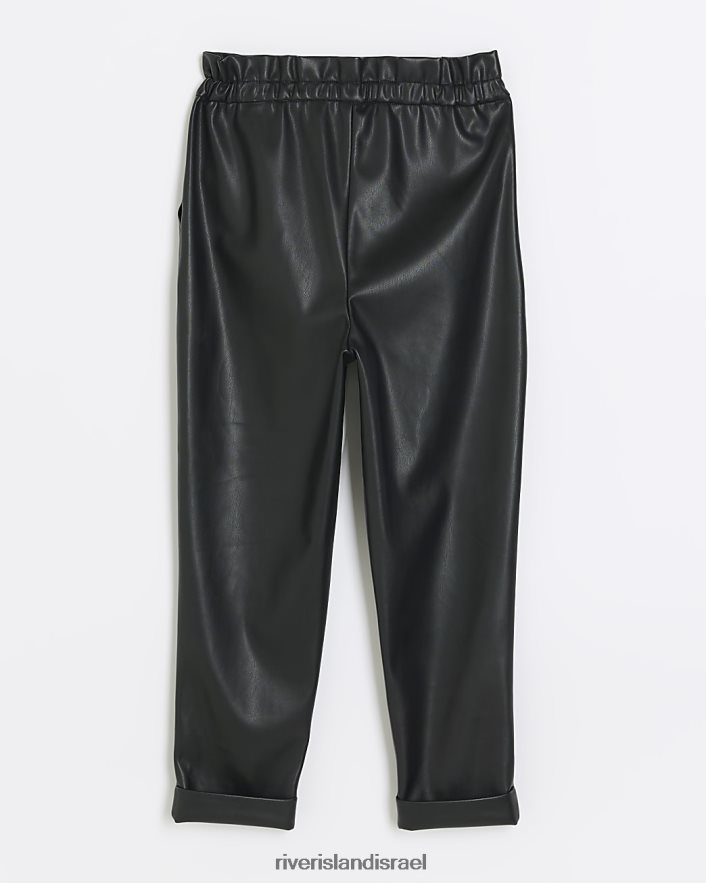 לבוש River Island G מכנסיים אלסטיים מעור מלאכותי שָׁחוֹר בנות BDZ4085996