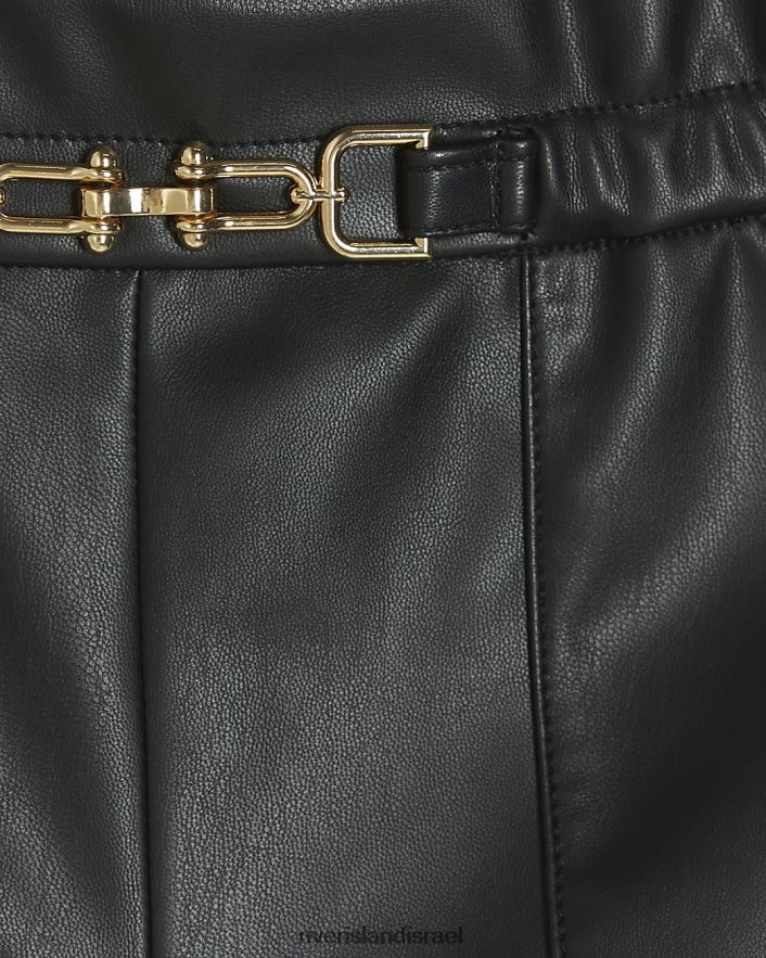 לבוש River Island G מכנסיים אלסטיים מעור מלאכותי שָׁחוֹר בנות BDZ4085996
