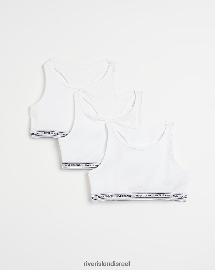 אביזרים River Island G Racer Crop Tops 3 חבילות לבן בנות BDZ4086472