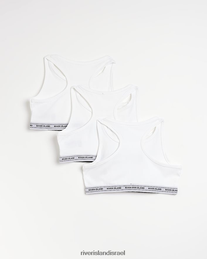 אביזרים River Island G Racer Crop Tops 3 חבילות לבן בנות BDZ4086472