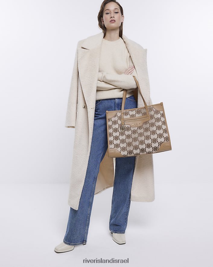אביזרים River Island תיק קניות מונוגרמה Jacquard ri חום נשים BDZ4081334