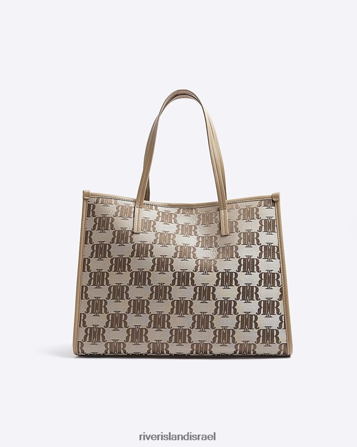 אביזרים River Island תיק קניות מונוגרמה Jacquard ri חום נשים BDZ4081334