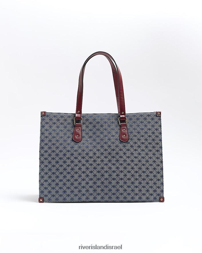אביזרים River Island תיק קניות צמוד מונוגרמה Jacquard ri חיל הים נשים BDZ408216