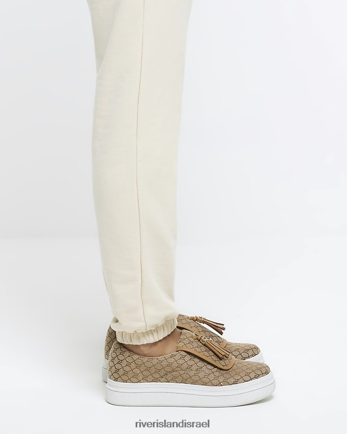 הַנעָלָה River Island Plimsols מונוגרמה ציצית חום נשים BDZ4081516