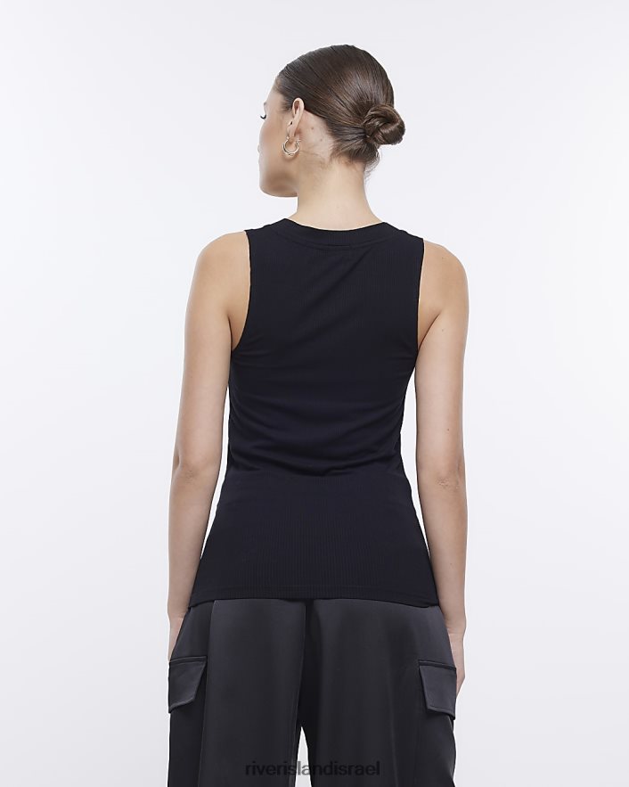 לבוש River Island אפוד צוואר V מצולע שָׁחוֹר נשים BDZ4081127