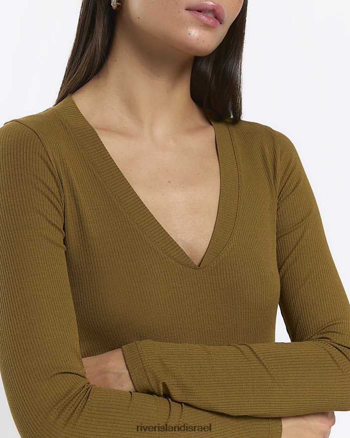 לבוש River Island חלק עליון עם שרוולים ארוכים עם צווארון V חָקִי נשים BDZ408290