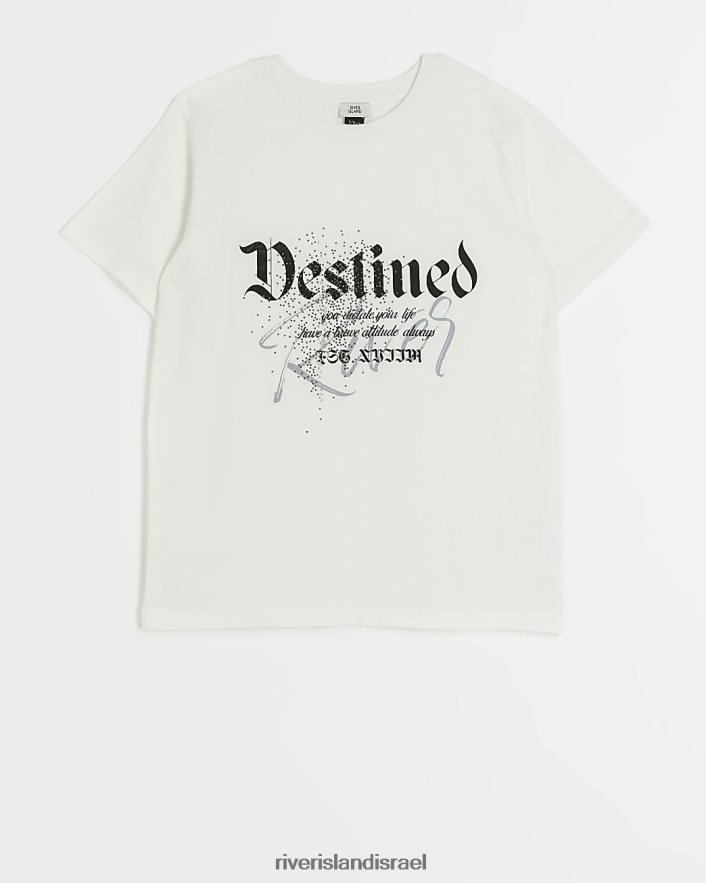 לבוש River Island b חולצת טריקו מעוטרת בהדפס גרפי לבן בנים BDZ4083635