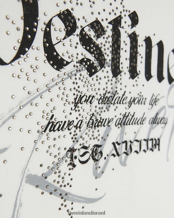 לבוש River Island b חולצת טריקו מעוטרת בהדפס גרפי לבן בנים BDZ4083635