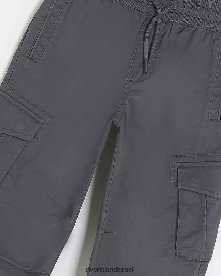 לבוש River Island b מכנסי מטען עם אזיקים אפור בנים BDZ4083641