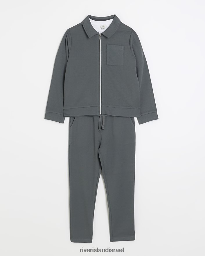 לבוש River Island b סט ז'קטים של הרינגטון עם רוכסן אפור בנים BDZ4083646