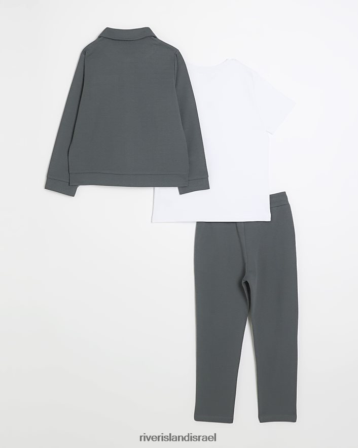 לבוש River Island b סט ז'קטים של הרינגטון עם רוכסן אפור בנים BDZ4083646