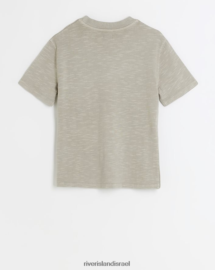 לבוש River Island b חולצת טריקו עם מרקם ופל סלאב אפור בנים BDZ4083650