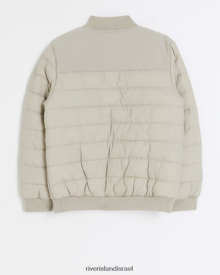 לבוש River Island b מעיל בומבר חכם עם רוכסן בז' בנים BDZ4083659