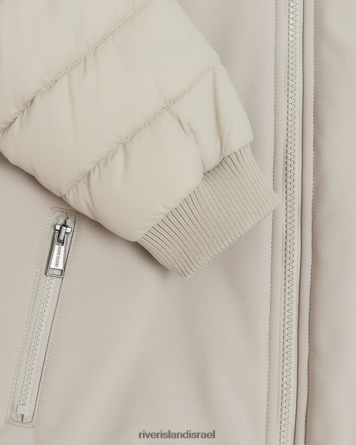 לבוש River Island b מעיל בומבר חכם עם רוכסן בז' בנים BDZ4083659