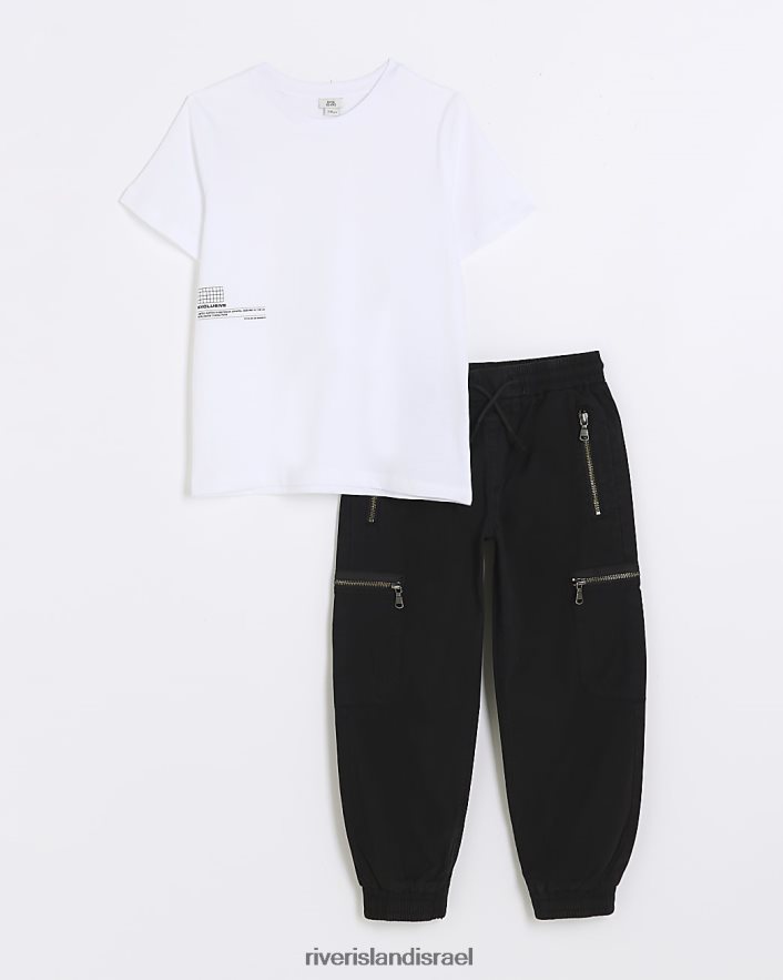 לבוש River Island b חולצת טריקו ותלבושת ג'וגרים לבן בנים BDZ4086791