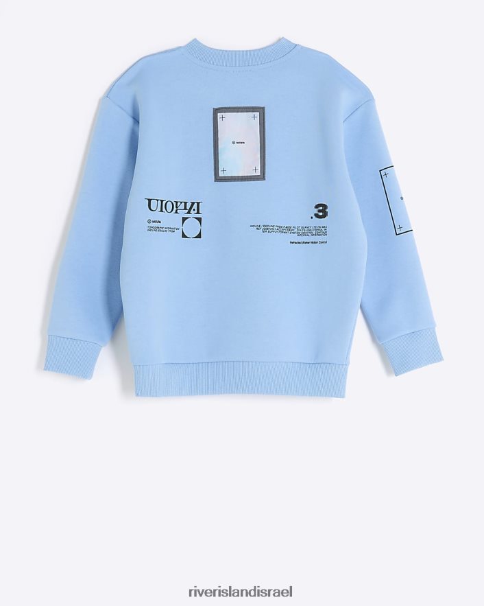 לבוש River Island b סווטשירט עם טלאי סאטן כְּחוֹל בנים BDZ4086834