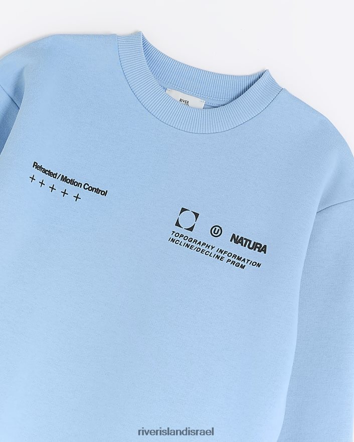 לבוש River Island b סווטשירט עם טלאי סאטן כְּחוֹל בנים BDZ4086834