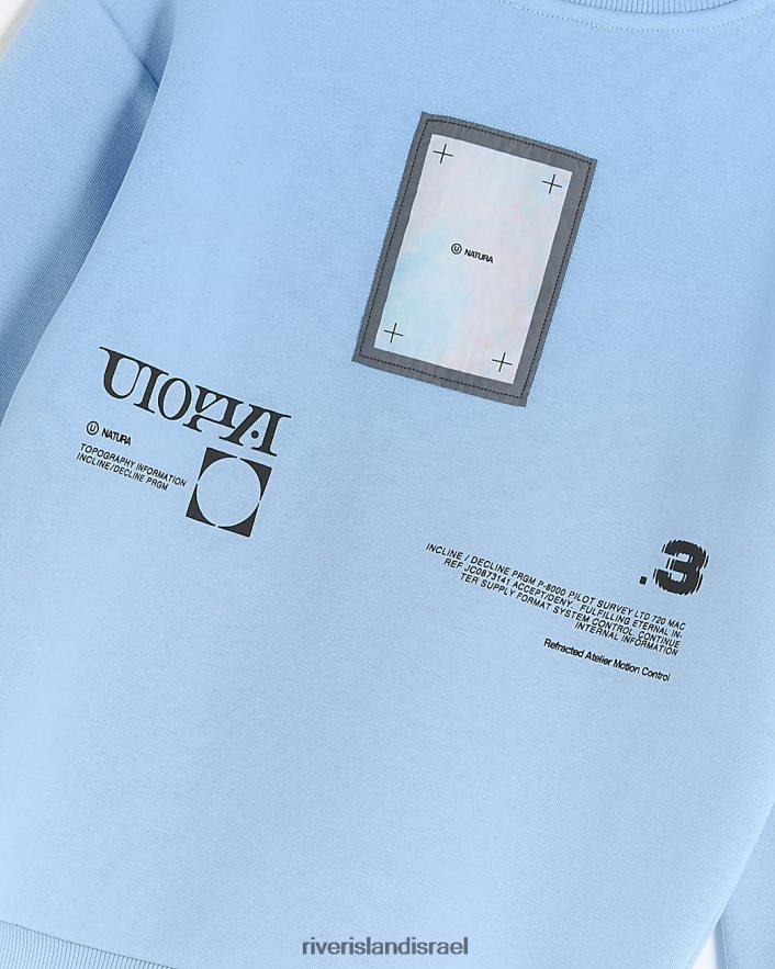 לבוש River Island b סווטשירט עם טלאי סאטן כְּחוֹל בנים BDZ4086834