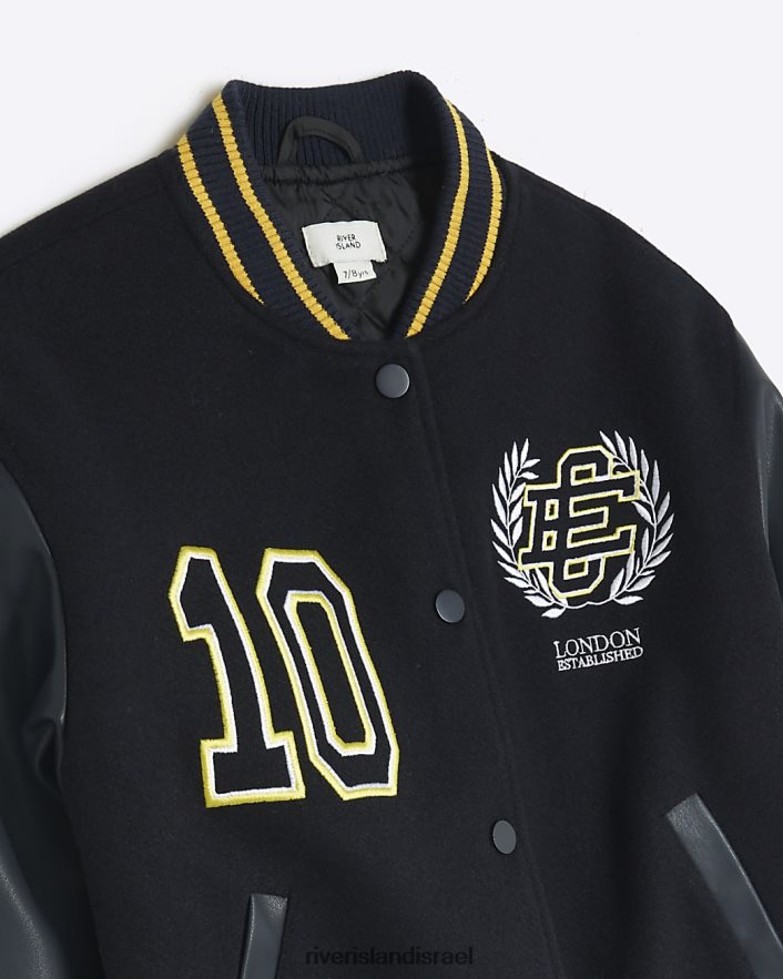 לבוש River Island b ז'קט בומבר רקום לאוניברסיטה חיל הים בנים BDZ4086875