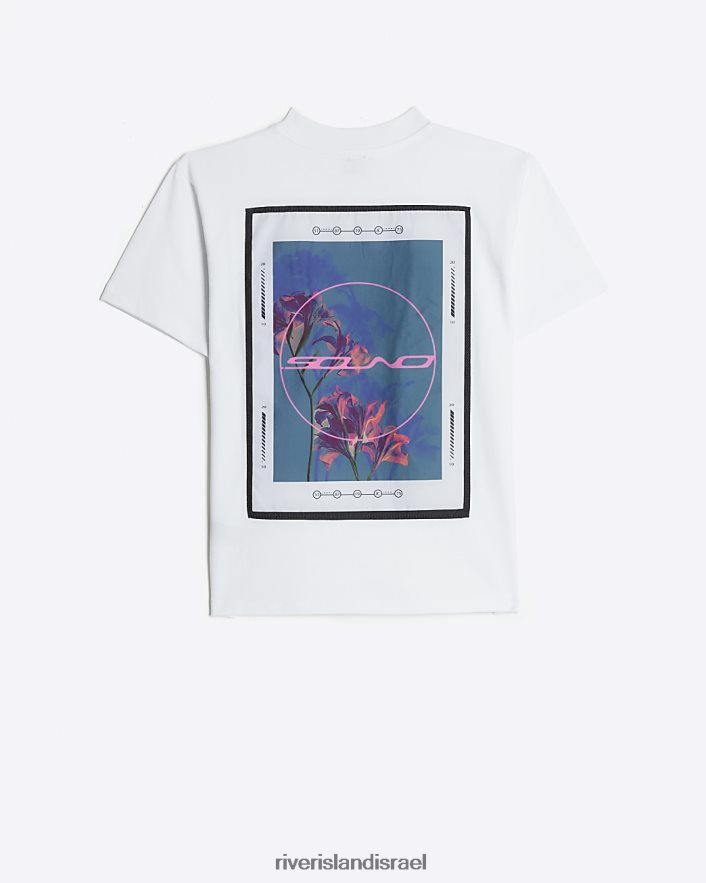 לבוש River Island b חולצת טריקו בהדפס גב גרפי לבן בנים BDZ4086880