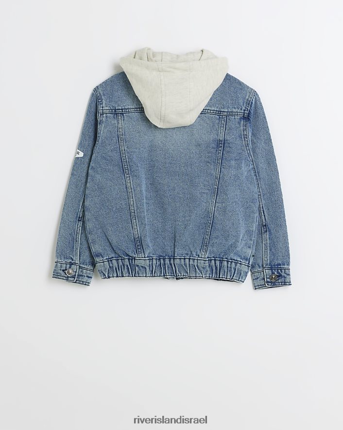 לבוש River Island b ז'קט ג'ינס עם קפוצ'ון כְּחוֹל בנים BDZ4086908