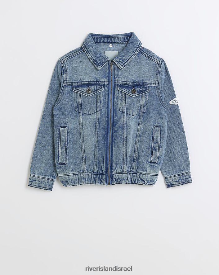 לבוש River Island b ז'קט ג'ינס עם קפוצ'ון כְּחוֹל בנים BDZ4086908